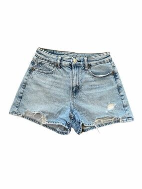 AI Perfectly Distressed Stretch Denim Shorts 0